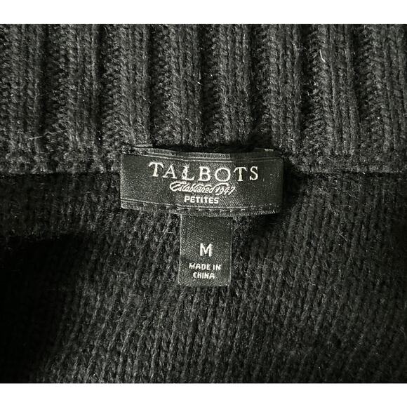 Talbots Medium P Black Lambs Wool & Cashmere‎ Blend Hight Neck Cardigan Sweater - Picture 6 of 7